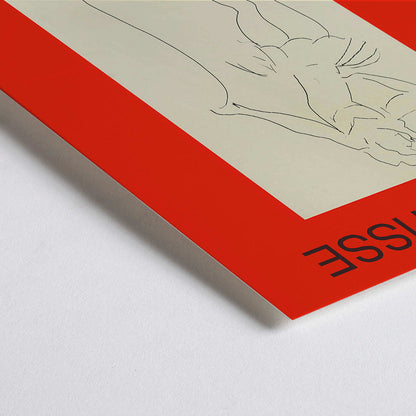 Closeup detail of Henri Matisse minimalist line drawing of standing figure for Exposition Matisse poster at Galerie Jacques Benador Geneve exhibition