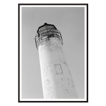 Cape Saint George Lighthouse in Apalachicola Franklin County FL black and white photo and poster titled Cape St George Lighthouse, with black aluminium frame on white background