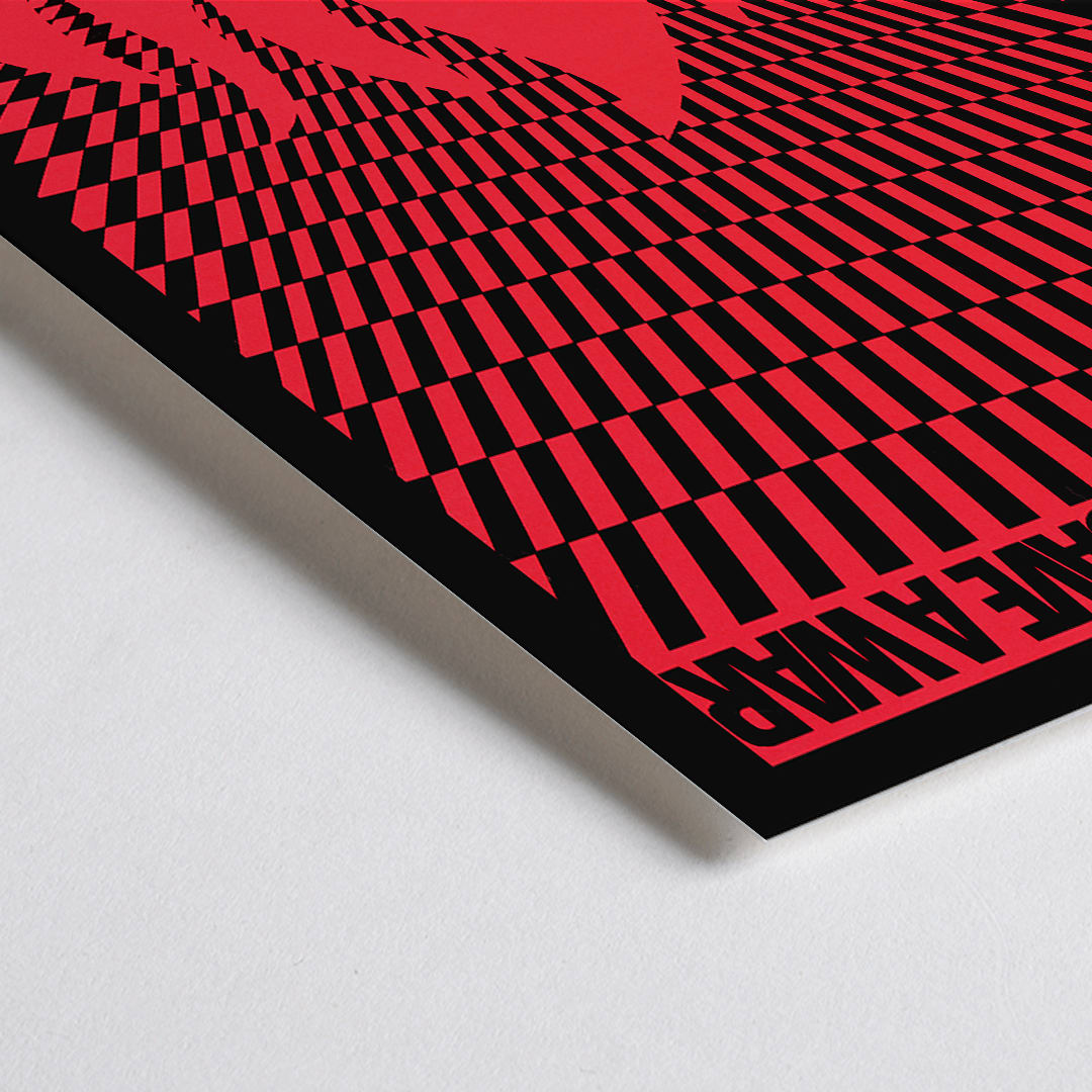 Closeup detail of Man on hill facing flames poster by Gary Yanker titled Suppose They Gave a War and Nobody Came Prop art New York