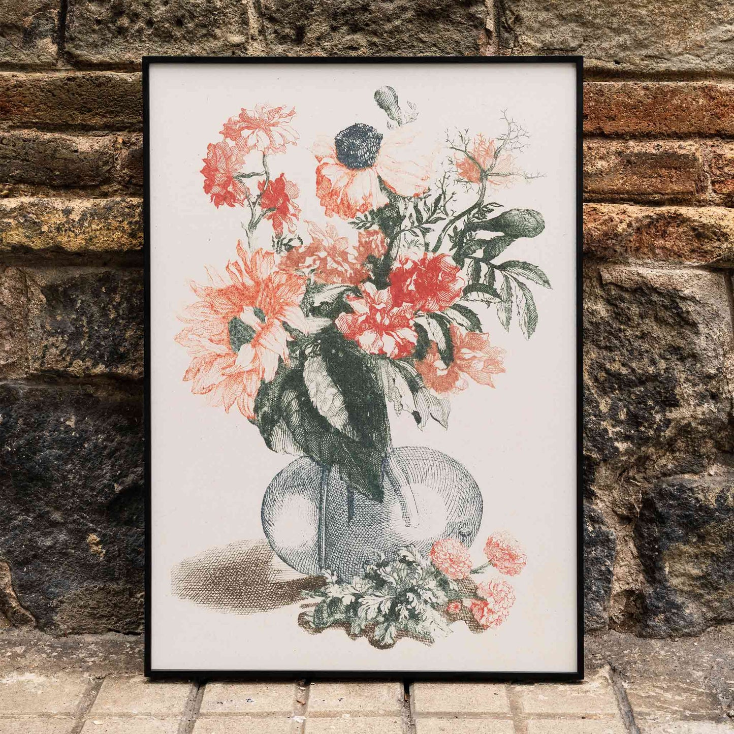Glass vase with colorful flowers and sunflower still life by Jean Baptiste Monnoyer poster for home wall decor, framed and displayed in home decor